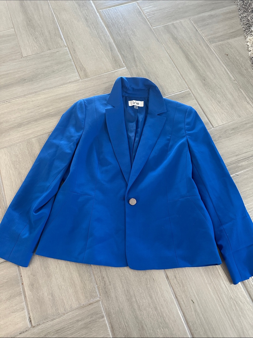Le Suit Royal Blue Single-Button Blazer